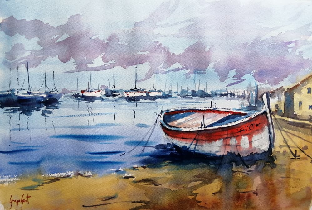 Beached Boat Harbor by Giorgio Gosti — canvas wall art
