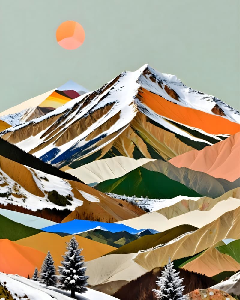 Colorful Winter Mountains by Uma Gokhale — canvas wall art
