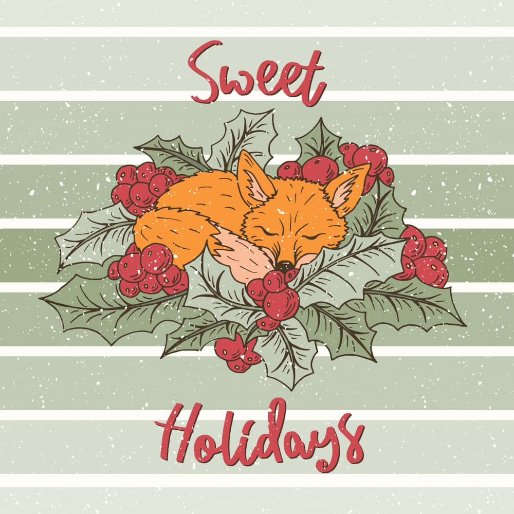 Foxy Sleeping in the Holly by Olena Kovalova — canvas wall art