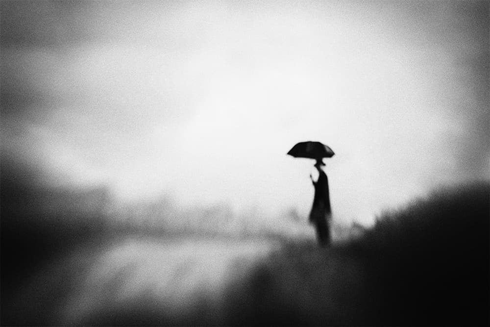 Lone Figure Misty Rain by Ajie Alrasyid — canvas wall art