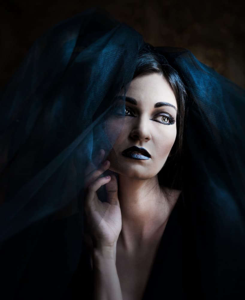 Mysterious Woman Blue Veil by Faizal Besari — canvas wall art