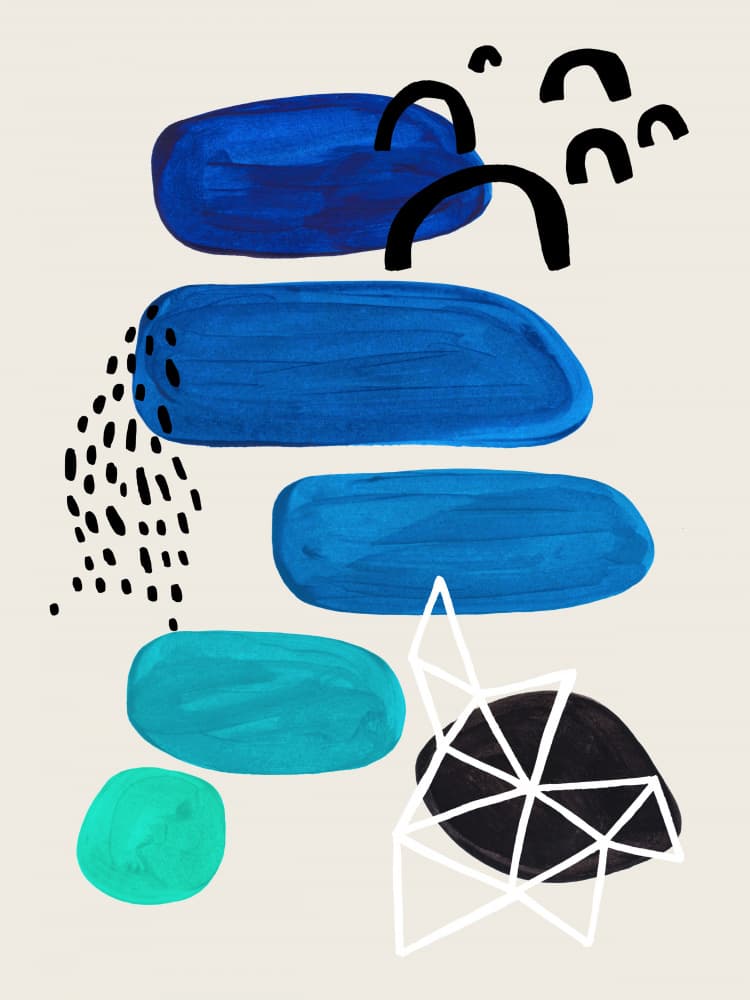 Modern Blue Shapes by Ejaaz Haniff — canvas wall art