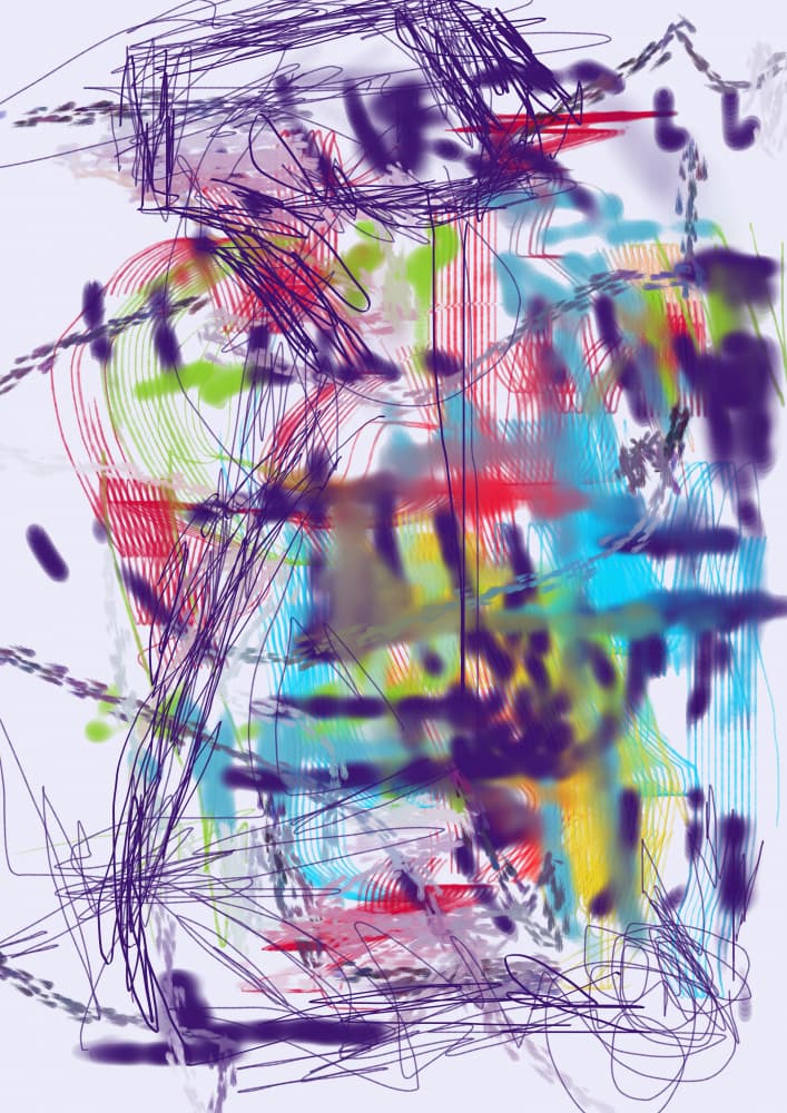Vibrant Chaotic Lines by Lembayung senja studio [Vintage Poster] — canvas wall art