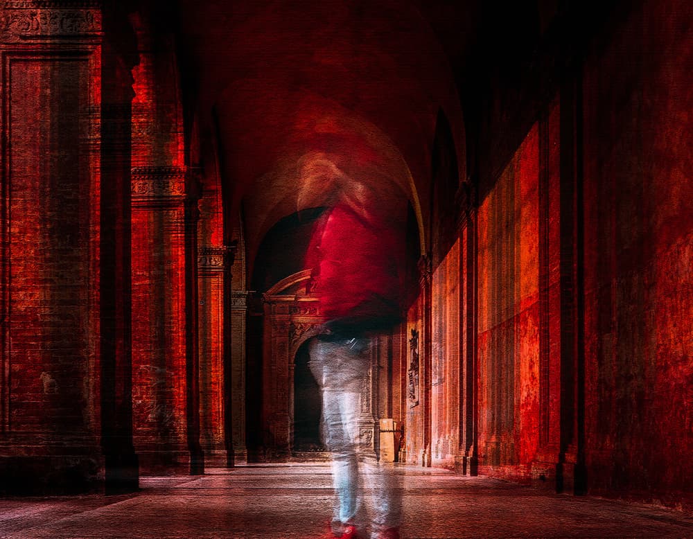 Mysterious Red Corridor by Carmine Chiriacò — canvas wall art