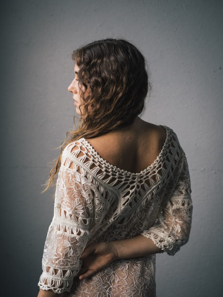 Pensive Woman in Lace by Albert Lukman — canvas wall art