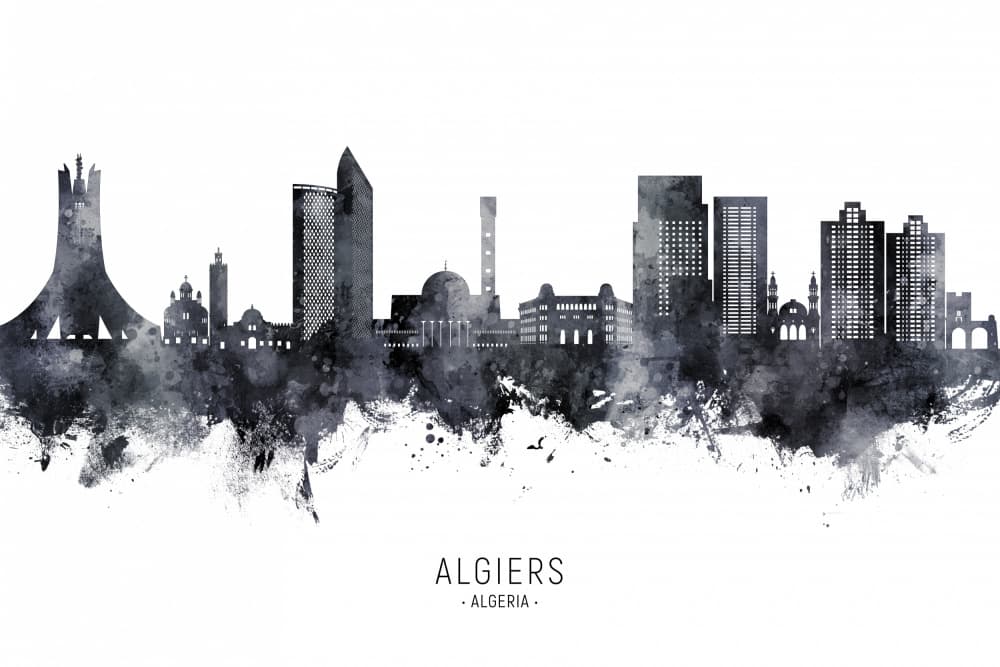 Algiers Cityscape Watercolor by Michael Tompsett — canvas wall art