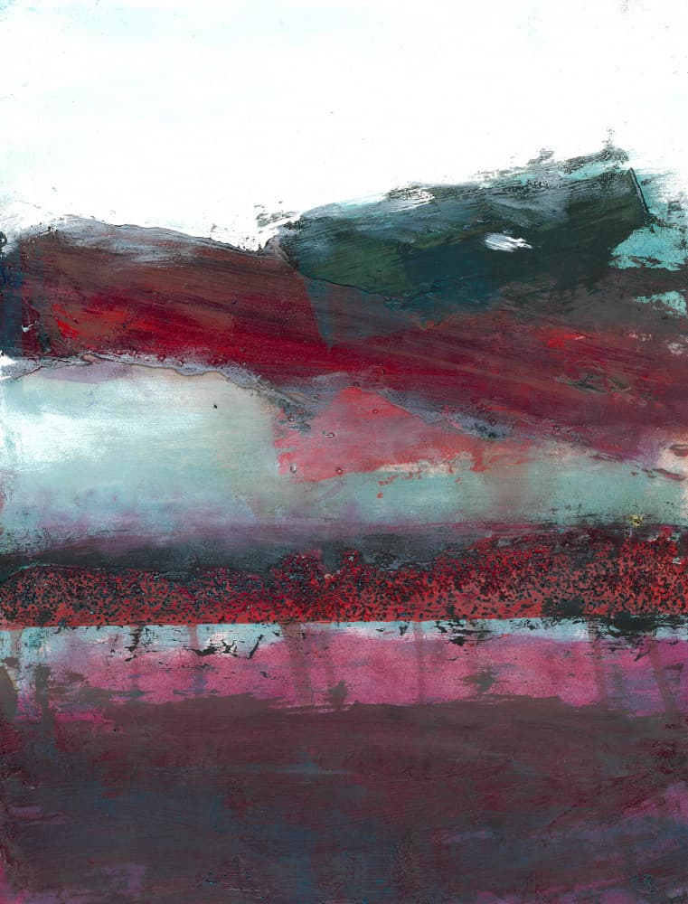 Crimson Horizon Abstract by Deb Chaney — canvas wall art