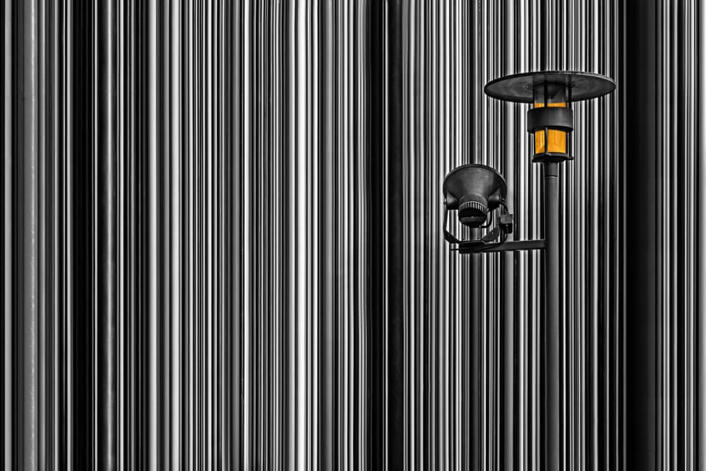 Striped Street Light by Urs Zimmermann — canvas wall art