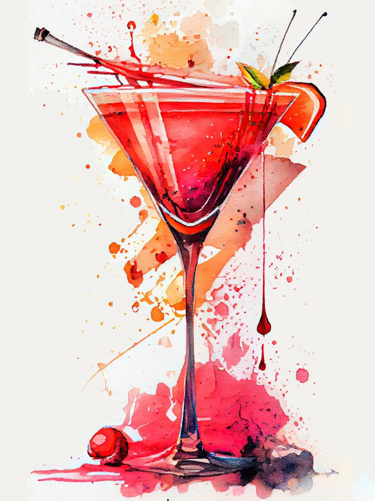 Vibrant Watercolor Cocktail by Justyna Jaszke — canvas wall art
