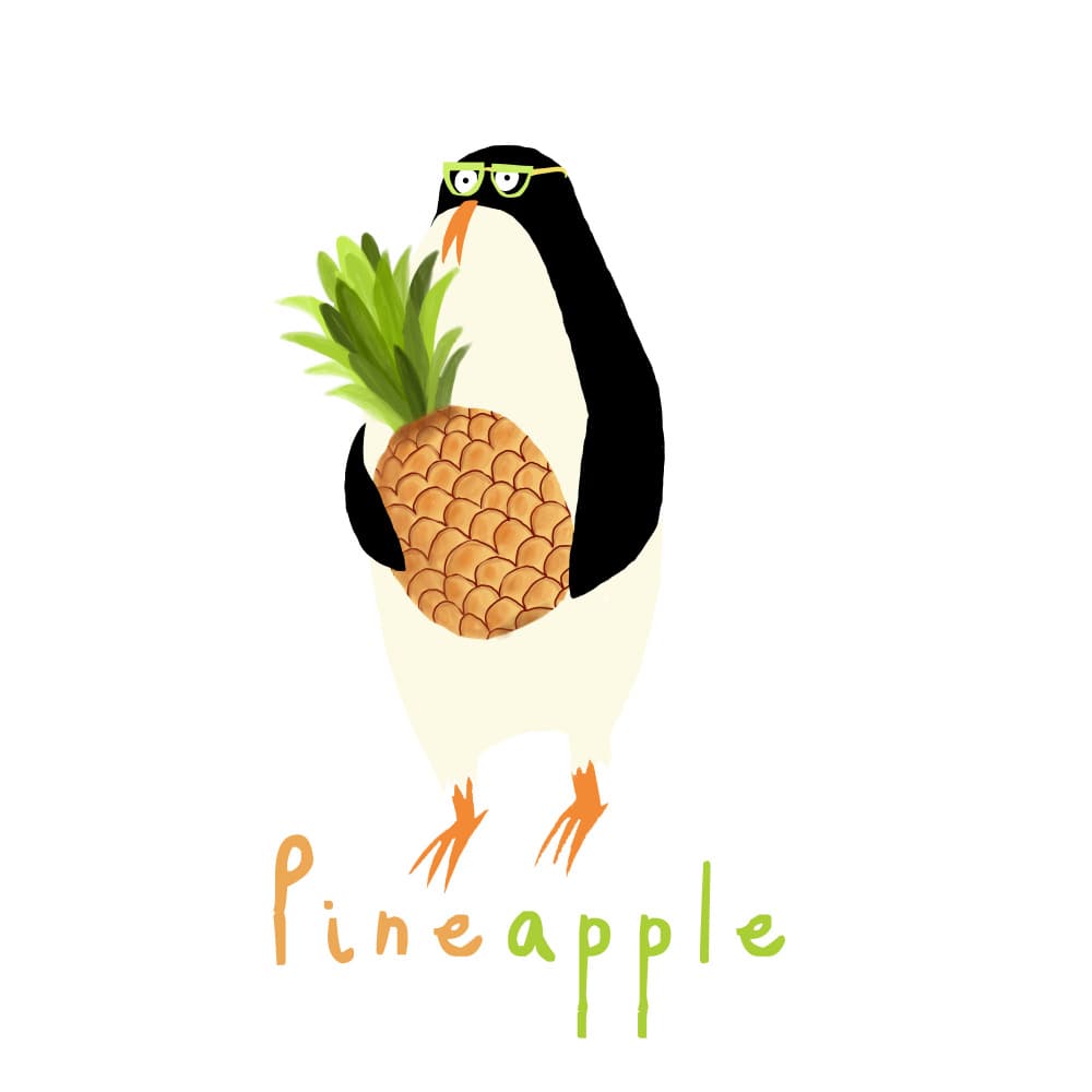 Cool Penguin Pineapple by Carla Daly — canvas wall art