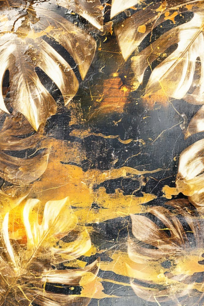 Golden Monstera Abstraction by Rafal Kulik — canvas wall art