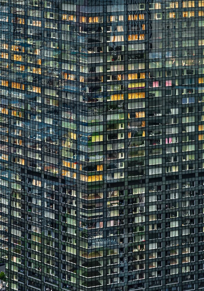 Illuminated City Windows by Rodrigo Marin — canvas wall art