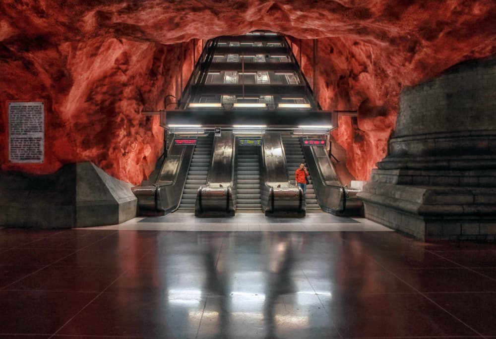 Red Cave Metro by Karim Al Thahaby — canvas wall art