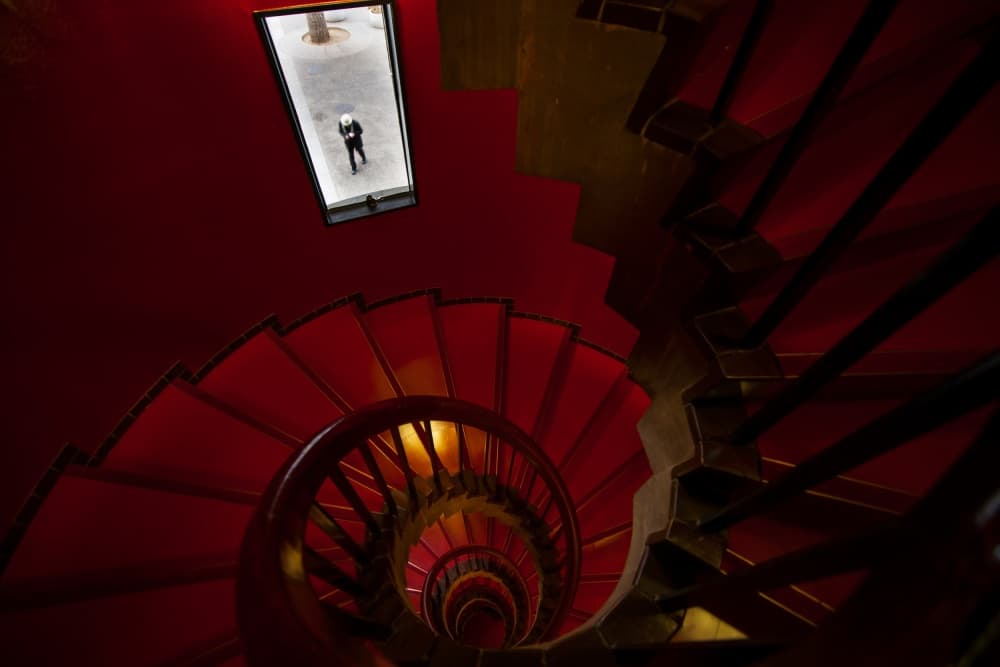 Red Spiral Downward View by Takeshi Marumoto — canvas wall art