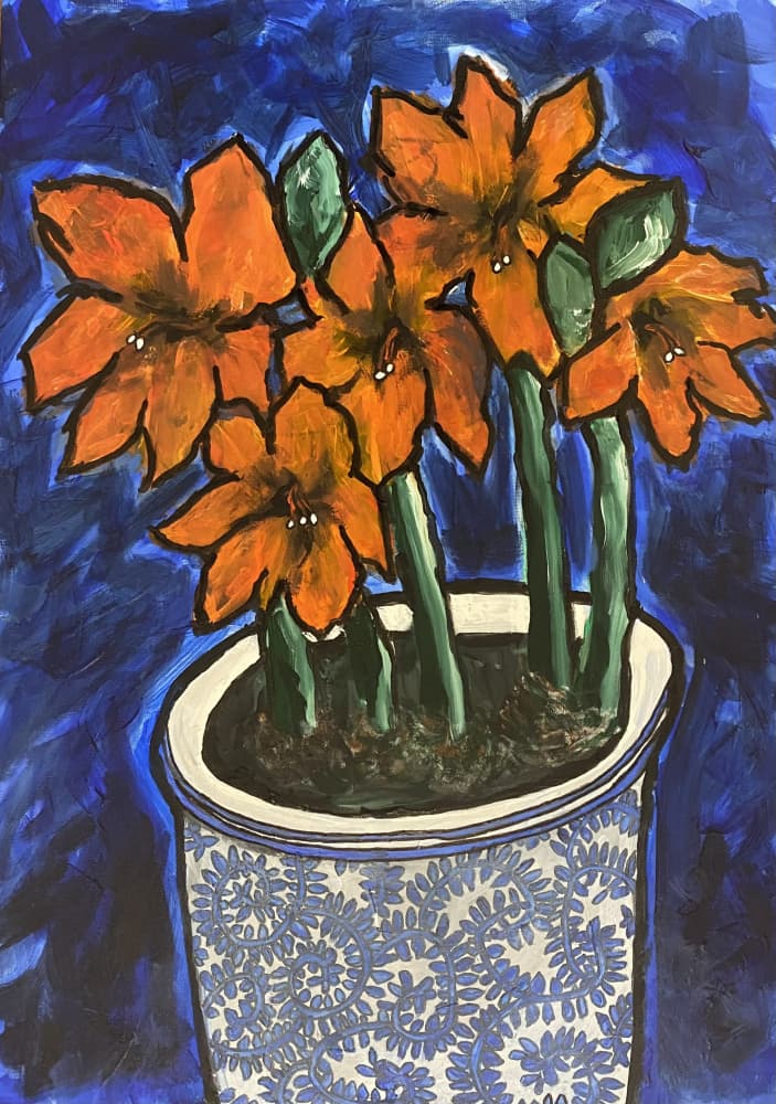 Vibrant Orange Flowers by Dale Hefer — canvas wall art