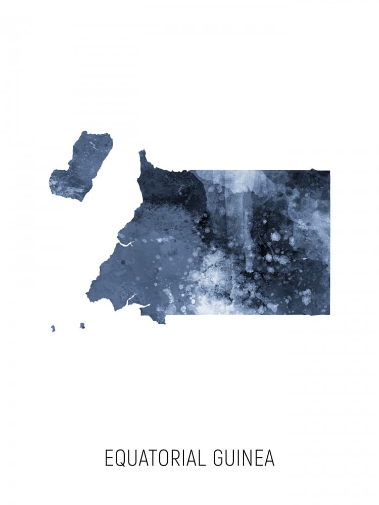 Equatorial Guinea Blue Map by Michael Tompsett — canvas wall art