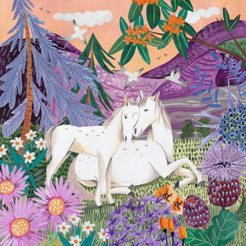Horses in the Mountains by Caroline Bonne Müller — canvas wall art