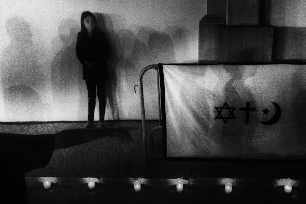 Girl and Sacred Symbols by Laura Mexia — canvas wall art