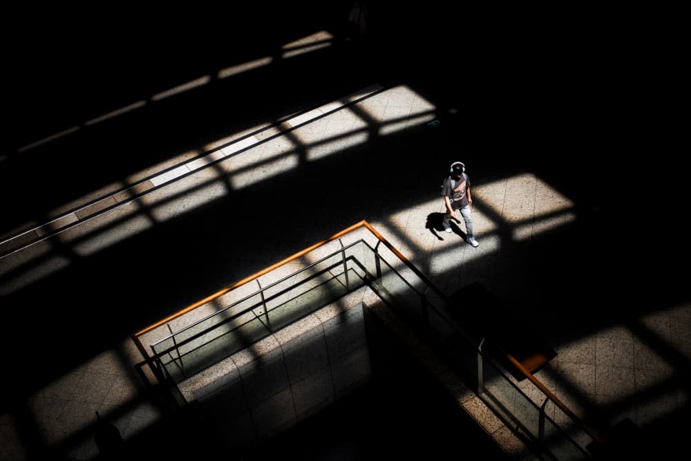 Person in Geometric Light by Yohei Kawashima — canvas wall art