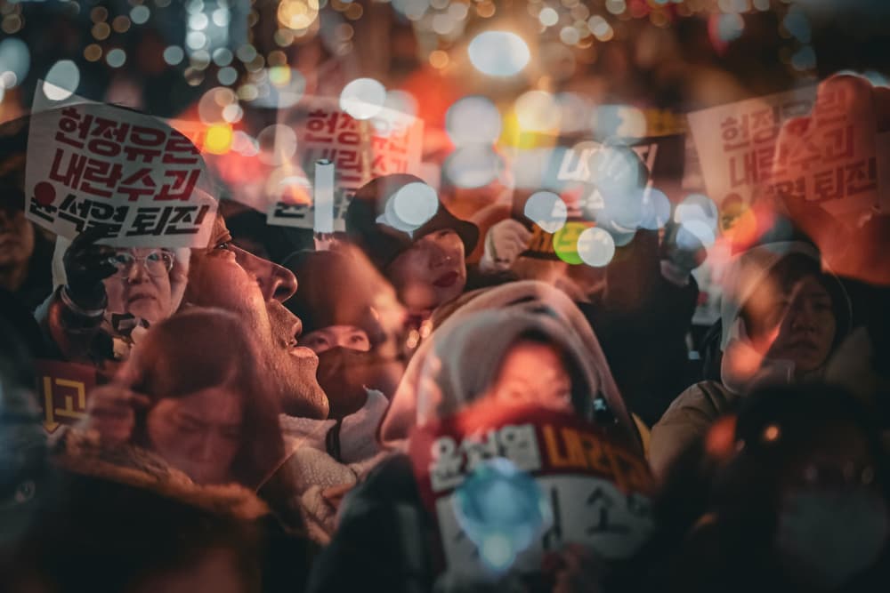 Urban Night Protest by Kim gyou-pyo — canvas wall art