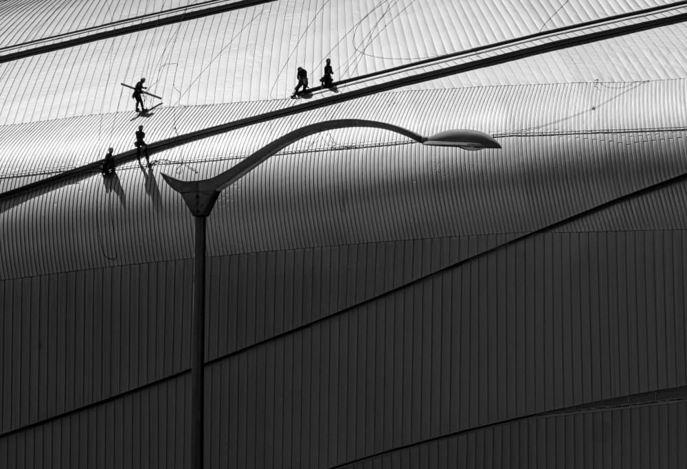 Silhouettes On Modern Roof by HAN dong hee — canvas wall art