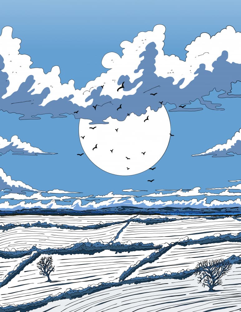 Winter Moon Over Fields by Nicholas — canvas wall art