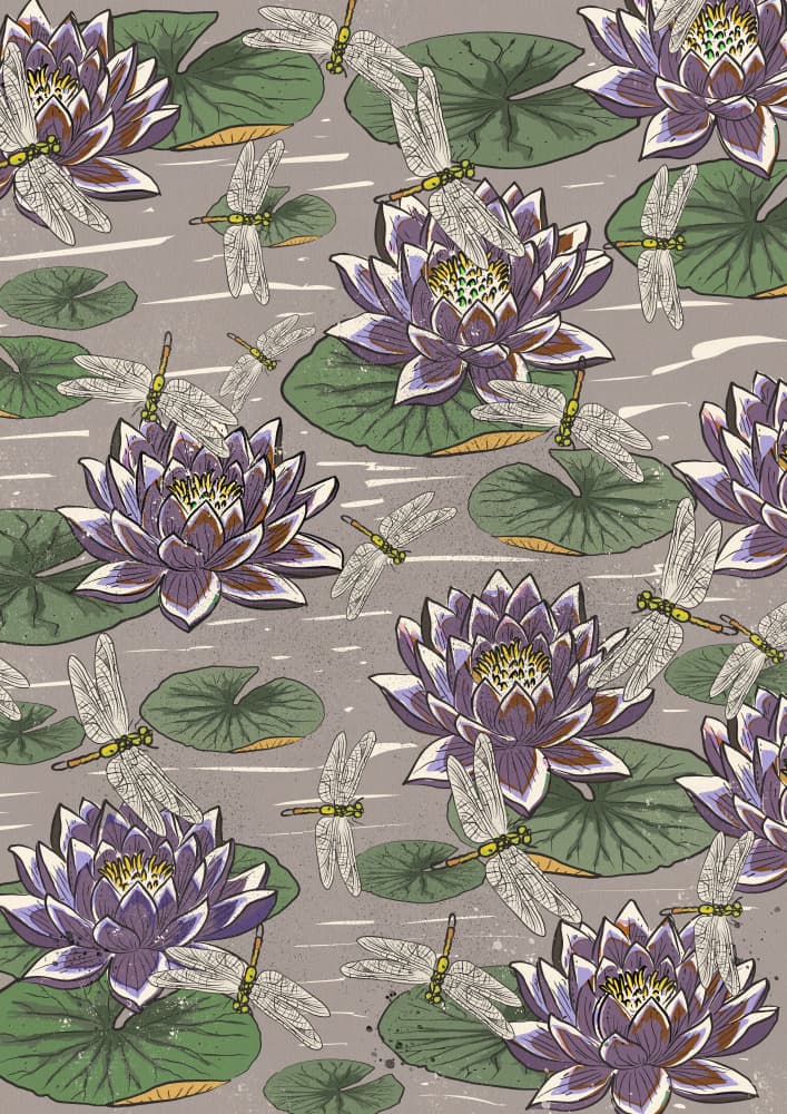 Water Lily Dragonflies by Nicholas — canvas wall art
