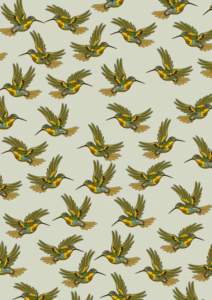 Vibrant Hummingbirds Flying Pattern by Nicholas — canvas wall art