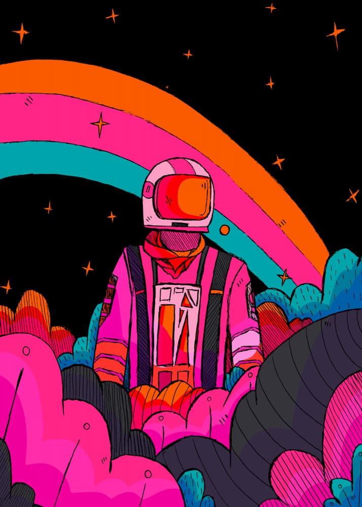Cosmic Pink Astronaut by Stephen Wade — canvas wall art