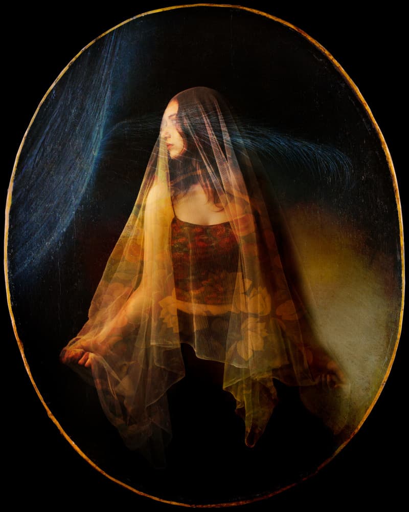 Golden Veiled Beauty by Mehdi Mokhtari — canvas wall art