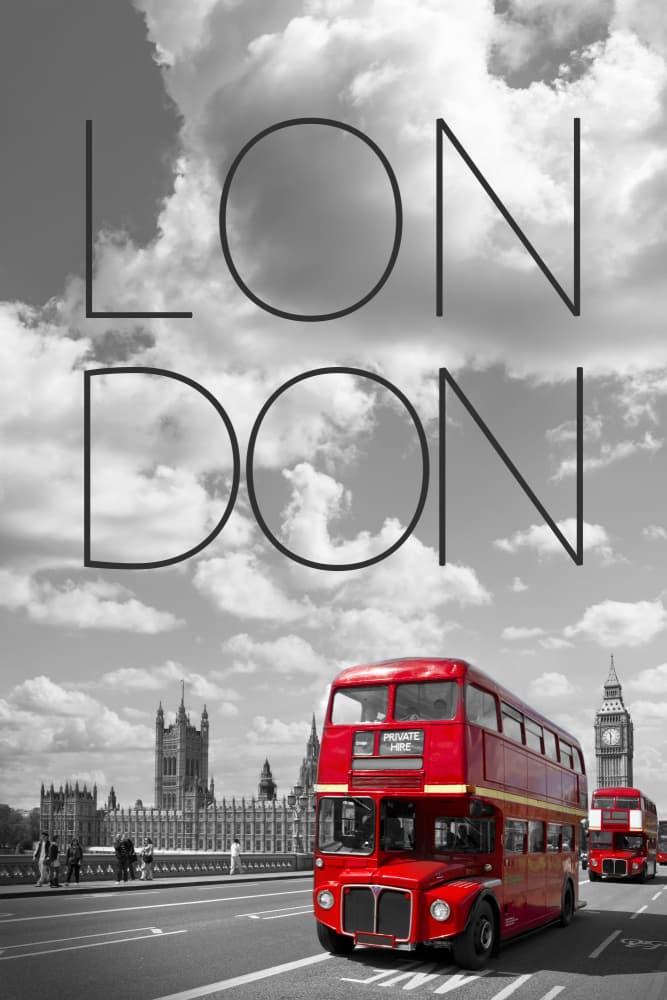 Iconic London Red Bus by Melanie Viola — canvas wall art