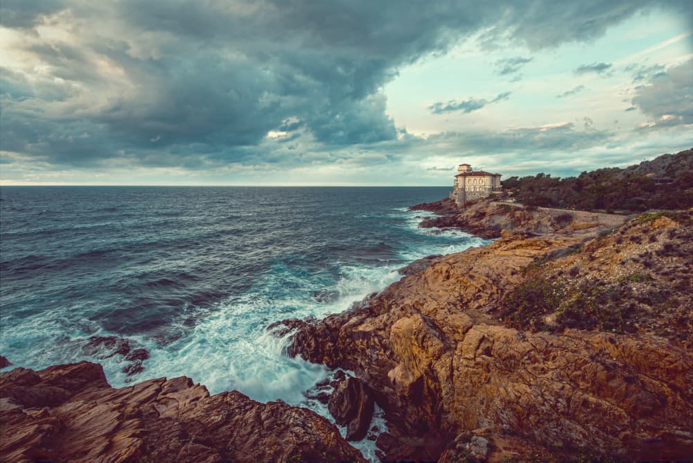 Dramatic Seaside Building by Mike Kreiten — canvas wall art