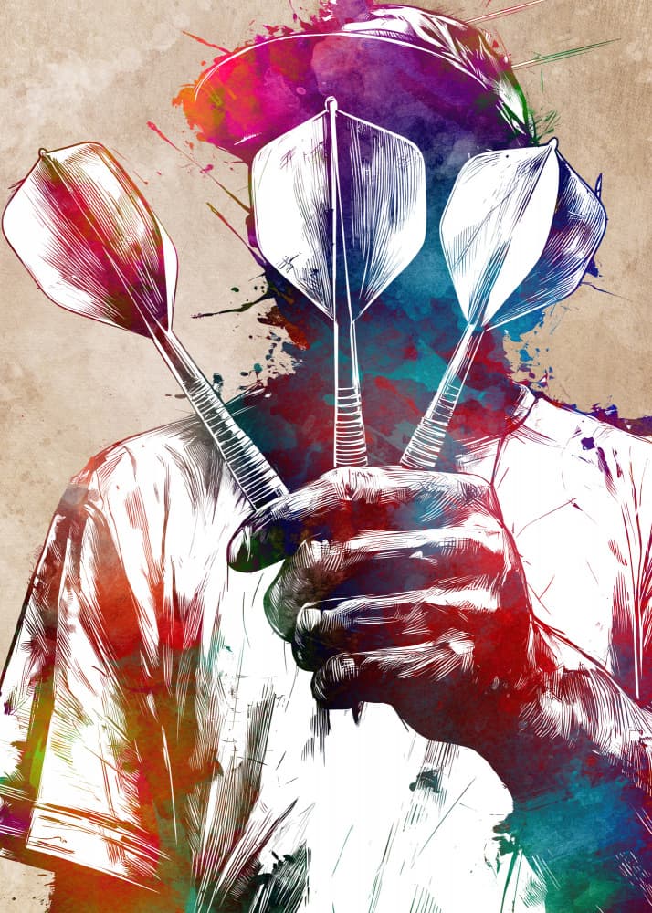 Vibrant Darts Player by Justyna Jaszke — canvas wall art
