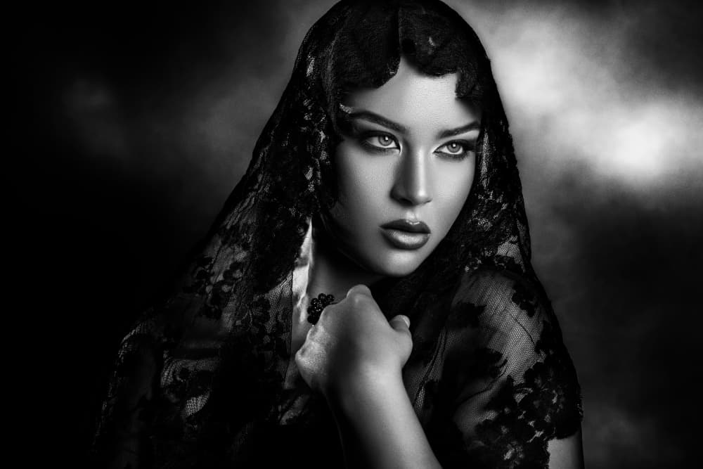 Mysterious Veiled Woman by Peppe Tambè — canvas wall art