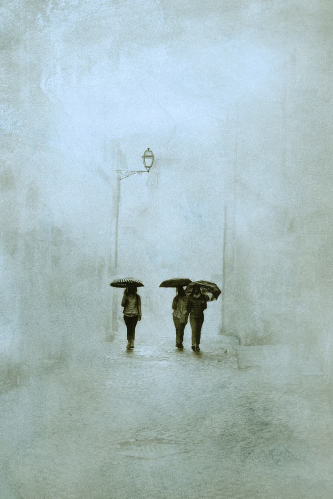 Umbrellas In The Rain by Nicodemo Quaglia — canvas wall art