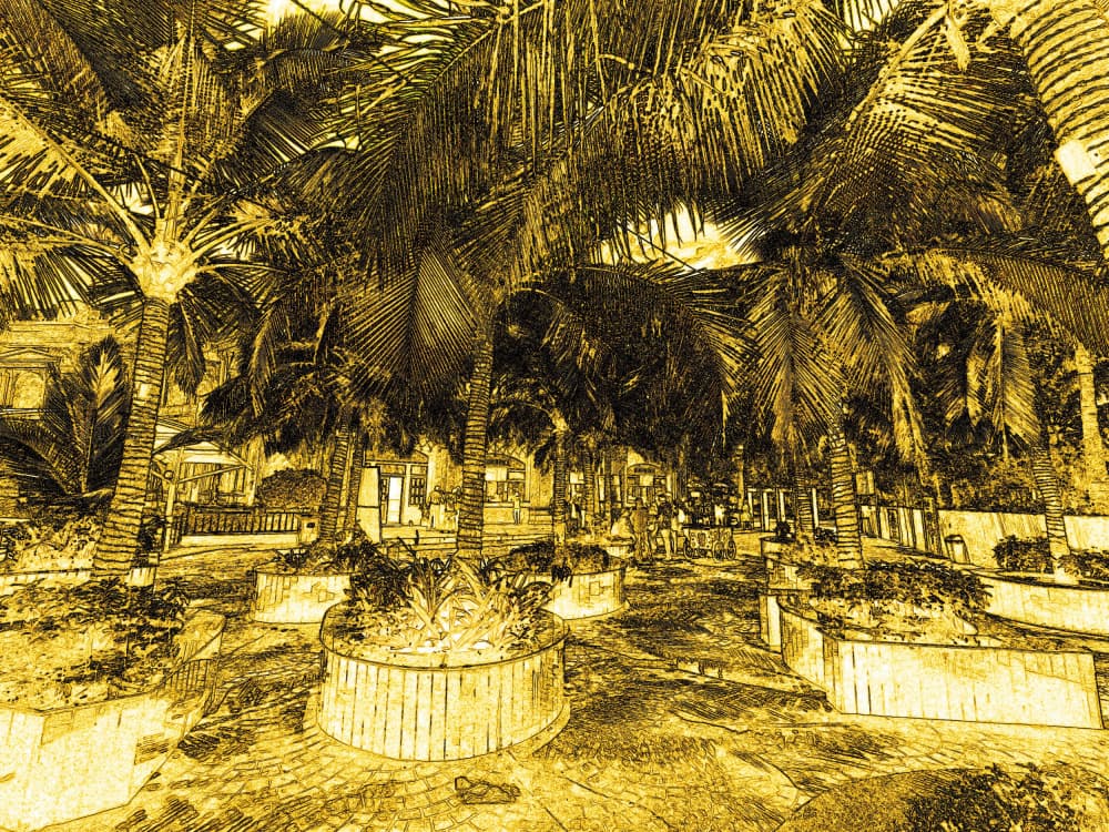 Golden Tropical Palms Sketch by Santhosh ch — canvas wall art