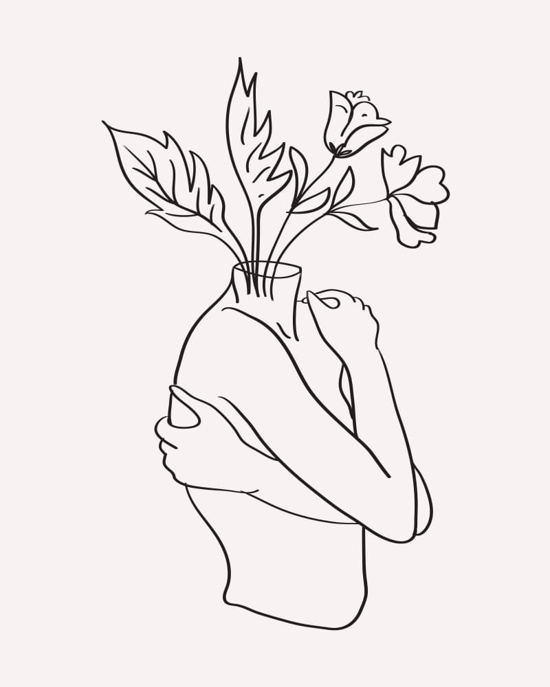 Feminine Floral Embrace by Uma Gokhale — canvas wall art