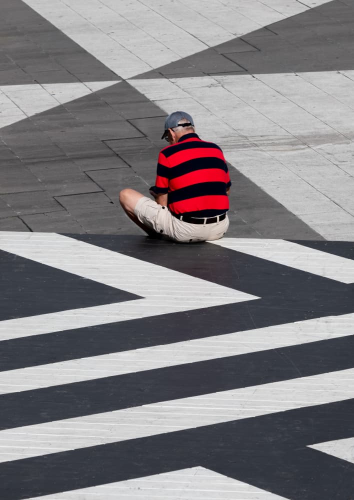 Man on Geometric Patterns by Karim Al Thahaby — canvas wall art