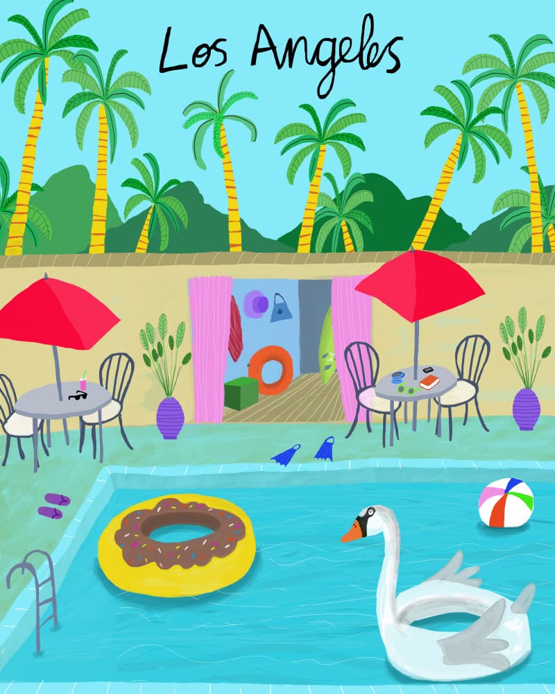 Vibrant Los Angeles Pool Day by Carla Daly — canvas wall art