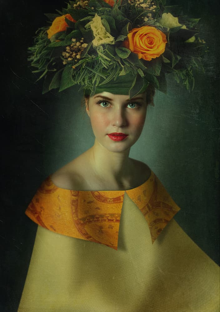 Elegant Floral Portrait by Svetlana Melik-Nubarova — canvas wall art