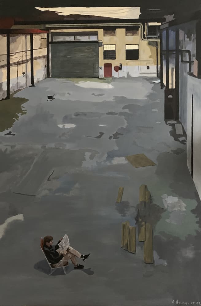 Solitary Reading In Warehouse by Borgenhag Holmqvist — canvas wall art