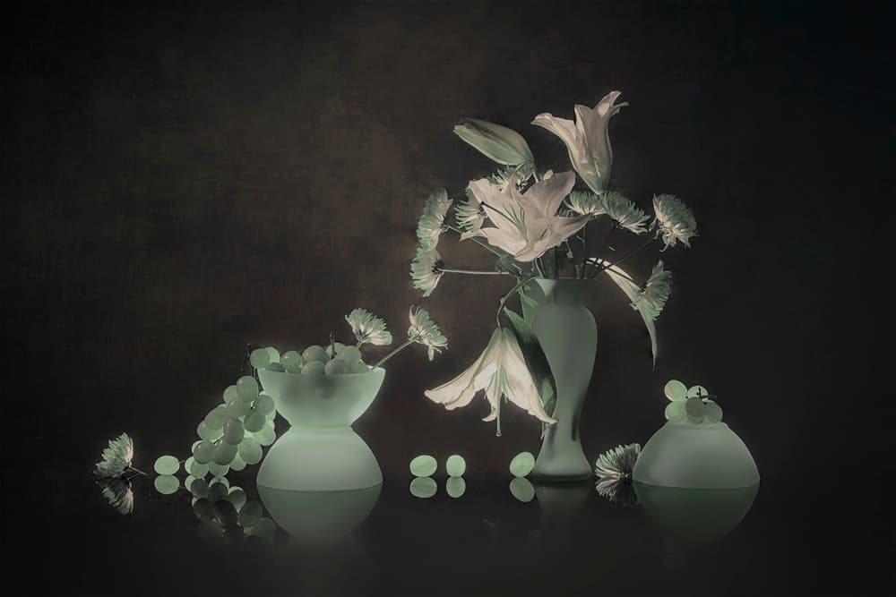 Glowing Lilies and Grapes by Lydia Jacobs — canvas wall art