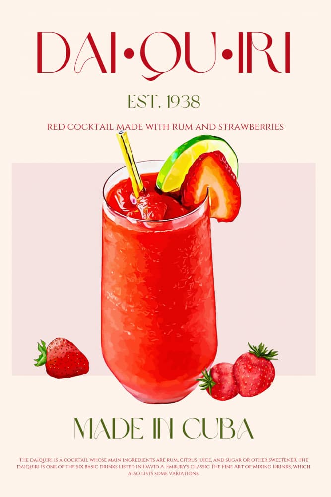 Classic Strawberry Daiquiri by Nazma Khokhar — canvas wall art