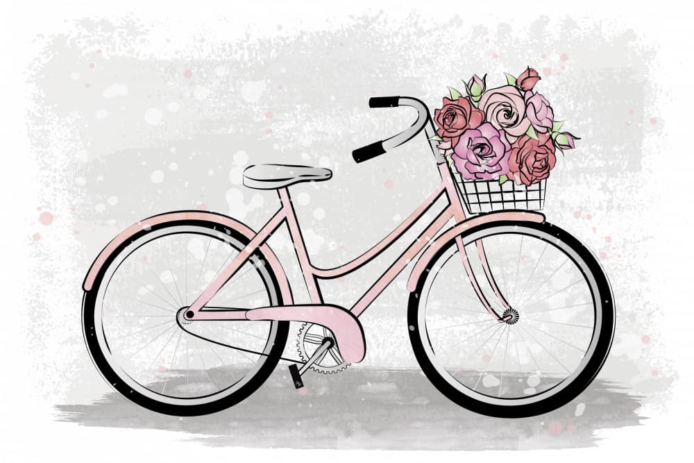 Charming Pink Bicycle by Martina — canvas wall art