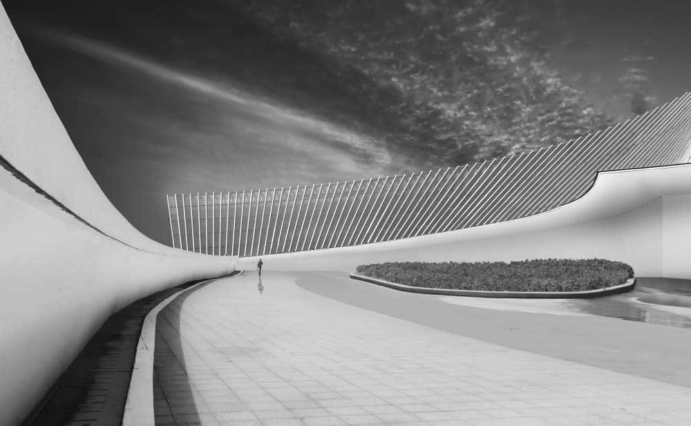 Grand Curved Architecture by Biao Huang — canvas wall art