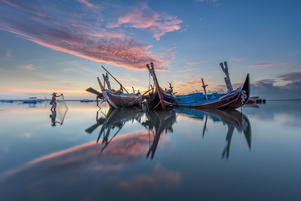 Boats At Dawn Reflections by Gunarto Song — canvas wall art