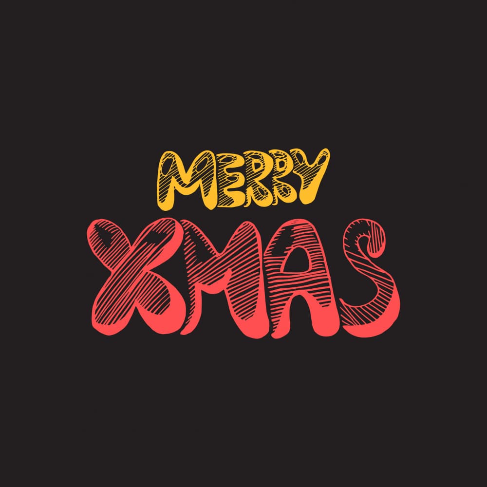 Hand Drawn Merry Xmas by Marika Barsrsind — canvas wall art
