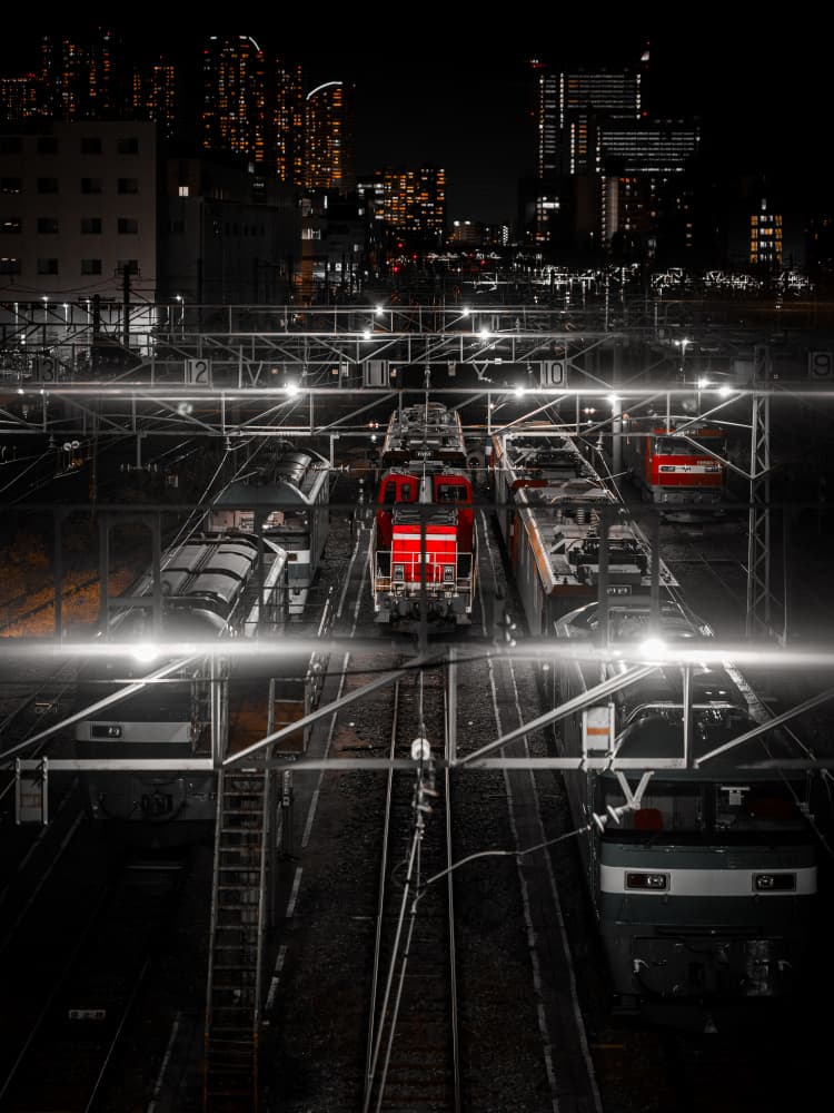 Night Train Depot by Yohei Kawashima — canvas wall art