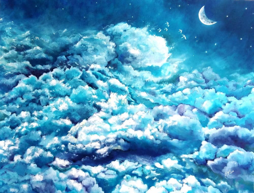 Dreamy Night Clouds by Anda Bieza — canvas wall art
