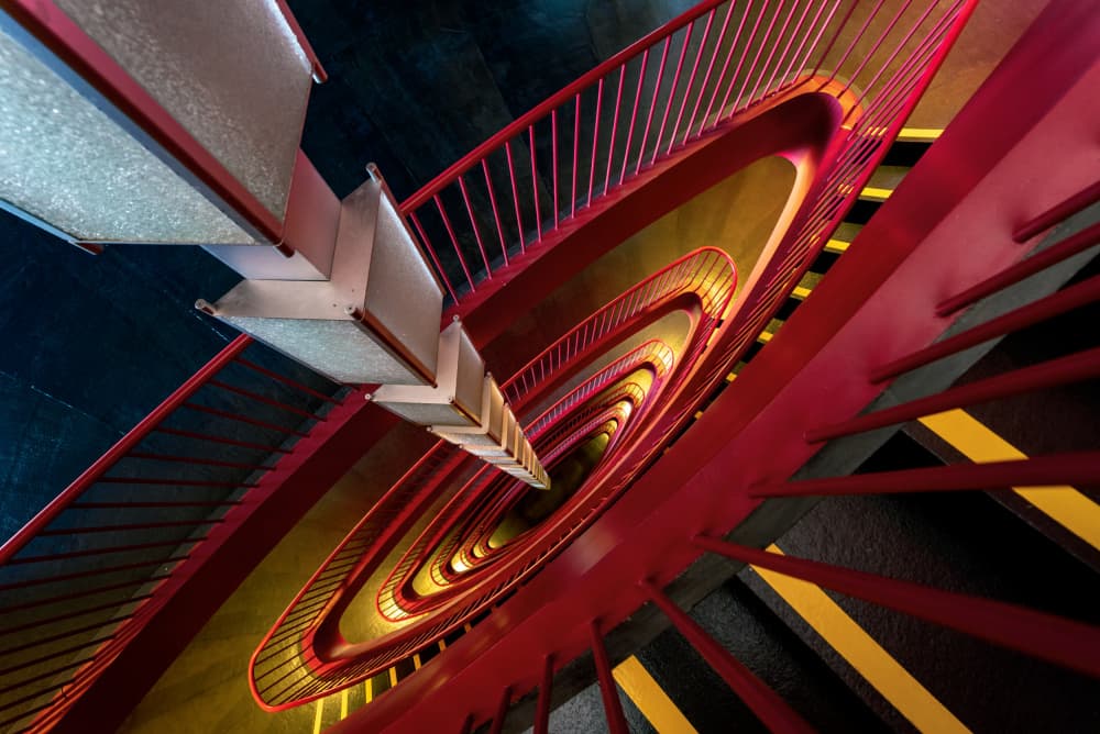 Vibrant Spiral Staircase by Yuan Cui — canvas wall art